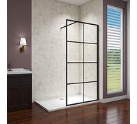Acezanble 1200x1850mm Black Walk in Wet Room Shower Enclosure 8mm Nano Glass Screen