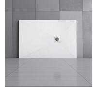 Acezanble 1200x800mm Anti-Slip Slate Effect Stainless Steel Strip Drain Cover Rectangle Shower Tray & Base +Waste Trap