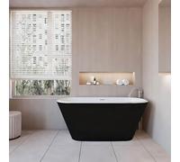 Acezanble 1500x720mm Modern Matt Black Freestanding Double Ended Bath Acrylic Bathtub