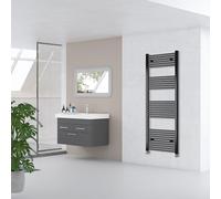 Acezanble 1800x500 Straight Central Heating Towel Rail Bathroom Heated Rad Radiator Black