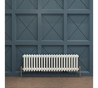 Acezanble∣2 Column Radiator, Horizontal 300mm White Wide Low Tradiontal Cast Iron Style Radiator Centre Heating for Window Hallway