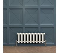 Acezanble∣2 Column Radiator, Horizontal 300mm White Wide Low Tradiontal Cast Iron Style Radiator Centre Heating for Window Hallway