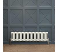 Acezanble∣2 Column Radiator, Horizontal 300mm White Wide Low Tradiontal Cast Iron Style Radiator Centre Heating for Window Hallway