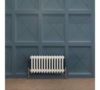 Acezanble∣2 Column Radiator, Horizontal 300mm White Wide Low Tradiontal Cast Iron Style Radiator Centre Heating for Window Hallway