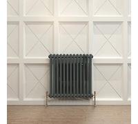 Acezanble∣2 Column Radiator, Horizontal 600mm Anthracite Wide Low Tradiontal Cast Iron Style Radiator Centre Heating for Window Hallway