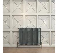 Acezanble∣2 Column Radiator, Horizontal 600mm Anthracite Wide Low Tradiontal Cast Iron Style Radiator Centre Heating for Window Hallway
