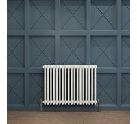 Acezanble∣2 Column Radiator, Horizontal 600mm White Wide Low Tradiontal Cast Iron Style Radiator Centre Heating for Window Hallway