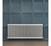 Acezanble∣2 Column Radiator, Horizontal 600mm White Wide Low Tradiontal Cast Iron Style Radiator Centre Heating for Window Hallway