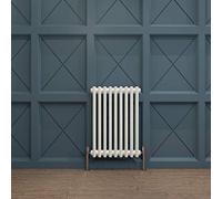 Acezanble∣2 Column Radiator, Horizontal 600mm White Wide Low Tradiontal Cast Iron Style Radiator Centre Heating for Window Hallway