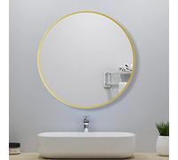 Acezanble 40cm Round Mirror, Large Circle Hanging Wall Mirror with Gold Metal Frame, Home Decorative Wall Mounted Vintage Art Makeup Vanity for Living Room Dressing Room Bedroom Bathroom Hallway
