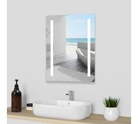 Acezanble 600 x 800mm LED Illuminated Bathroom Mirror with Shaver Socket 3 Colors Lights Dimmable Demister Pad Wall Mounted Single Touch Sensor IP44 Smart Modern Bathroom Vanity Mirror