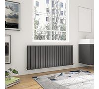 Acezanble 600x1428mm Horizontal Flat Panel Radiator Anthracite Double Modern Central Heating Radiators for Bathroom Kitchen Living Room
