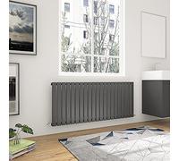 Acezanble 600x1428mm Horizontal Flat Panel Radiator Anthracite Single Modern Central Heating Radiators for Bathroom Kitchen Living Room