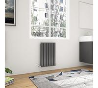 Acezanble 600x408mm Horizontal Flat Panel Radiator Anthracite Double Modern Central Heating Radiators for Bathroom Kitchen Living Room