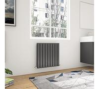 Acezanble 600x612mm Horizontal Flat Panel Radiator Anthracite Double Modern Central Heating Radiators for Bathroom Kitchen Living Room