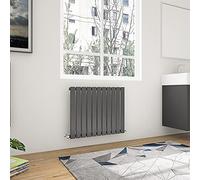 Acezanble 600x748mm Horizontal Flat Panel Radiator Anthracite Single Modern Central Heating Radiators for Bathroom Kitchen Living Room
