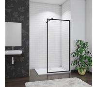 Acezanble 700x1950mm Black Frame Walk in Wetroom Shower Enclosure 8mm Nano Glass Nano Screen
