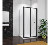 Acezanble 760x760x1850mm Matt Black Framed Bifold Shower Enclosure