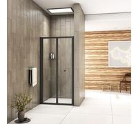 Acezanble 800mm Matt Black Bi Fold Shower Enclosure Door Screen 1850mm Height