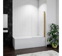 Acezanble 800x1400mm Brushed Gold Frameless Pivot Bath Screen Easyclean Glass Panel