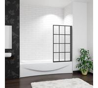 Acezanble 800x1400mm Matt Black Frame Pivot Shower Bath Screen Black Silk Screen