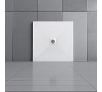 Acezanble 800x800mm Anti-Slip Slate Effect Stainless Steel Strip Drain Cover Square Shower Tray & Base +Waste Trap