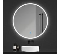 Acezanble 80cm Round LED Bathroom Mirror with Light, Wall Mounted Vanity Mirror, Anti-fog, 3 Colors Dimmable Light, Memory Function, IP44, Illuminated Makeup Circle Mirror for Bathroom