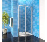 Acezanble 860mm Bathroom Bi Fold Shower Door Enclosure Walk in Glass Screen Panel