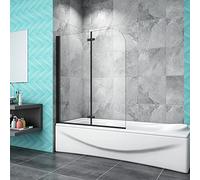 Acezanble 900x1400mm Matt Black Aluminum Hinge 2 Folding Bath Shower Screen Door Panel