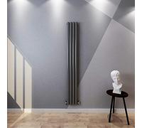 Acezanble∣Anthracite Radiators Single Oval Column Panel Vertical 1800mm Tall Radiator Centre Heating for Bathroom Kitchen Living Room Small Large Average