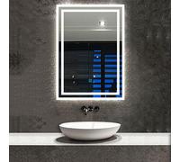 Acezanble Bathroom LED Mirror, Illuminated bathroom Mirror with LED Lights Dimmable Anti-fog Shatter-Proof Tempered Wall Mirrors with Demister Pad, 900x700mm