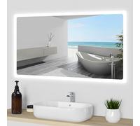 Acezanble Bathroom Mirror with LED Lights, Bluetooth Speakers 1000x600mm Illuminated Bathroom Vanity Mirror Wall Mounted Dimmable 3 Colors Demister Pad Switch IP44 Waterproof