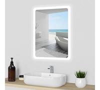 Acezanble Bathroom Mirror with LED Lights, Bluetooth Speakers Dimmable 3 Colors 800x600mm Illuminated Bathroom Vanity Mirror Wall Mounted Demister Pad Switch IP44 Waterproof