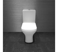 Acezanble Bathroom Modern New Square White Close Coupled Toilet Ceramic Soft Close Seat WC