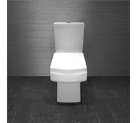 Acezanble Bathroom Square White Ceramic Modern Toilet Close Coupled Pan Soft Close Seat WC