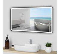 Acezanble Black Framed Bathroom Mirror with LED Lights 1200 x 700mm, with 3 Color Dimmable, Demister Pad Anti-fog, Illuminated Wall Mounted Smart Modern Bathroom Vanity Mirror Rectangle