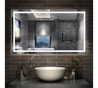 Acezanble Bluetooth Bathroom Mirror with 3 Colours LED Lights, Demister Pad, Vertically or Horizontally Wall Mounted, Wall Switch/Touch Switch 1000x600mm