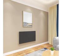 Acezanble∣Flat Panel Radiator 600x1020mm Black Horizontal Double Column Radiator Central Heating Radiators Modern Designer Radiators