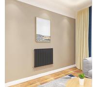 Acezanble∣Flat Panel Radiator 600x748mm Black Horizontal Single Column Radiator Central Heating Radiators Modern Designer Radiators