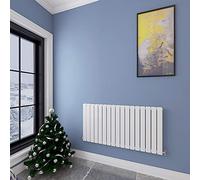 Acezanble∣Horizontal Designer Flat Panel Radiator White 600x1156mm Double Panel Central Heating