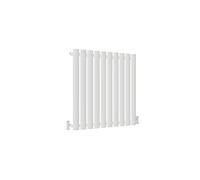 Acezanble∣Horizontal Designer Radiator Oval Column White 600x590mm Single Panel Centre Heating Perfect for Barthroom,Hallway,Living Room, Kitchen