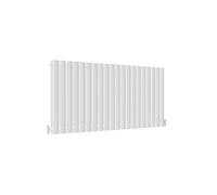 Acezanble∣Horizontal Radiator Designer Oval Column White 600x1180mm Double Panel Centre Heating -Perfect for Barthroom,Hallway,Living Room, Kitchen