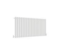 Acezanble∣Horizontal Radiator Designer Oval Column White 600x1180mm Single Panel Centre Heating -Perfect for Barthroom,Hallway,Living Room, Kitchen