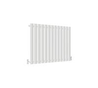 Acezanble∣Horizontal Radiator Designer Oval Column White 600x767mm Single Panel Centre Heating Perfect for Barthroom,Hallway,Living Room, Kitchen