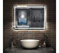 Acezanble LED Bathroom Mirrors,Demister Pad,Touch Sensor Switch,Wall Mounted,IP44,Vertical or Horizontal (Touch+LED+Demister, 800X600)