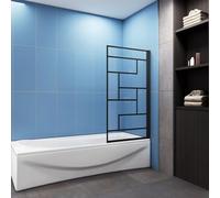 Acezanble Matt Black 800x1400mm Framed Black Silk Screen Pivot Bath Screen