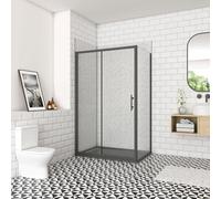 Acezanble Matt Black Frame 1100x900x1850mm Sliding Shower Door Side Panel Enclosure