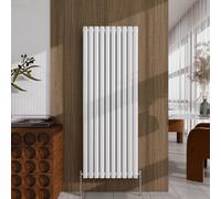 Acezanble Radiator 1600×590mm White Vertical Double Oval Column Designer Central Heating Rad for Bathroom/Kitchen/Living Room