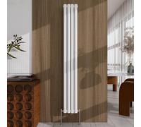 Acezanble Radiator 1800×236mm White Vertical Double Oval Column Designer Central Heating Rad for Bathroom/Kitchen/Living Room