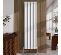 Acezanble Radiator 1800×472mm White Vertical Double Oval Column Designer Central Heating Rad for Bathroom/Kitchen/Living Room
